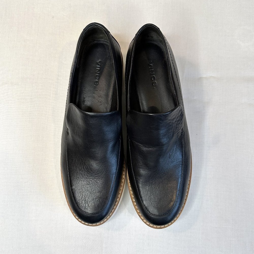 Vince Zeta Black Leather Platform Loafers - Picture 9 of 14